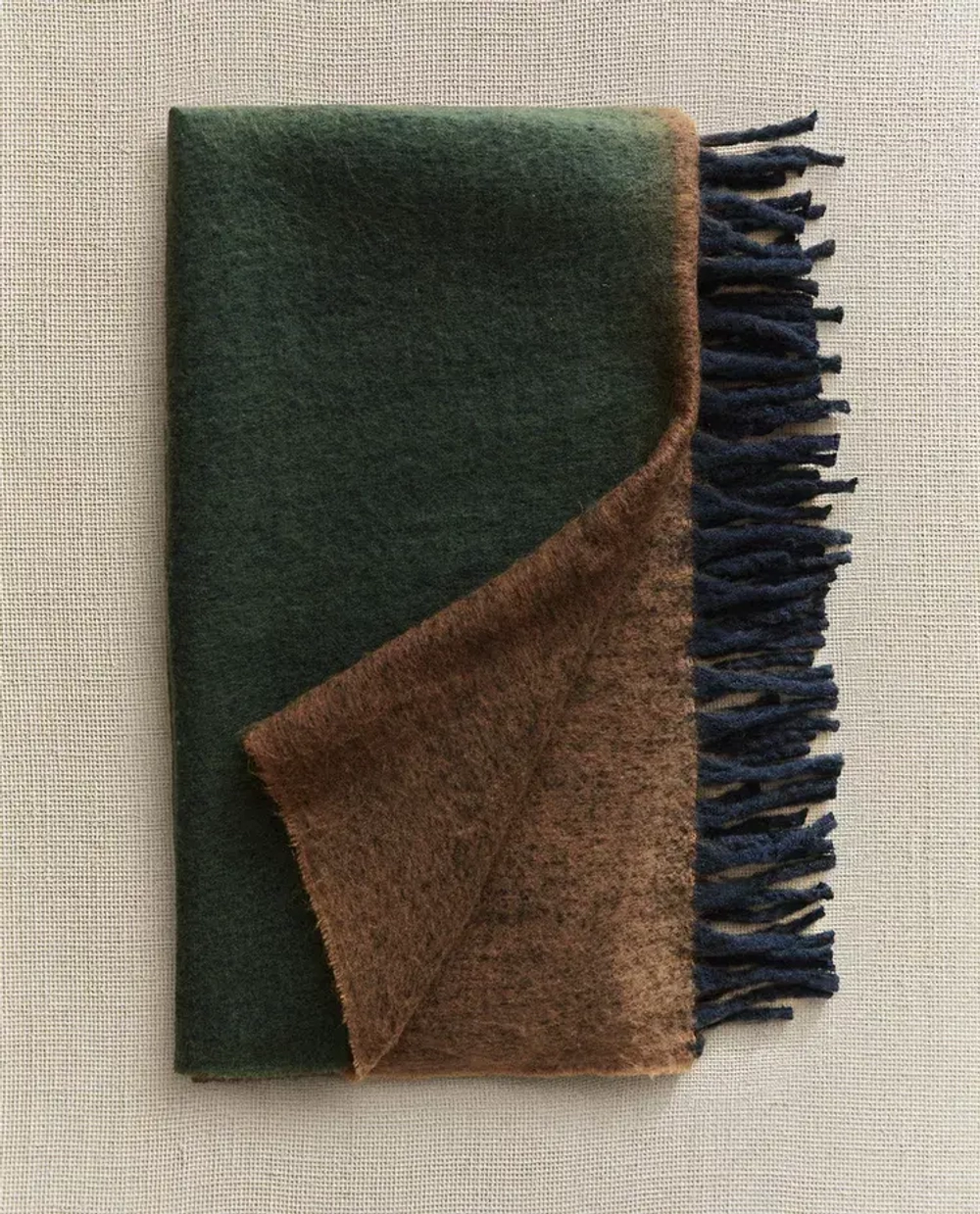 ZARA HOME ПЛЕД С БАХРОМОЙ, СИНИЙ