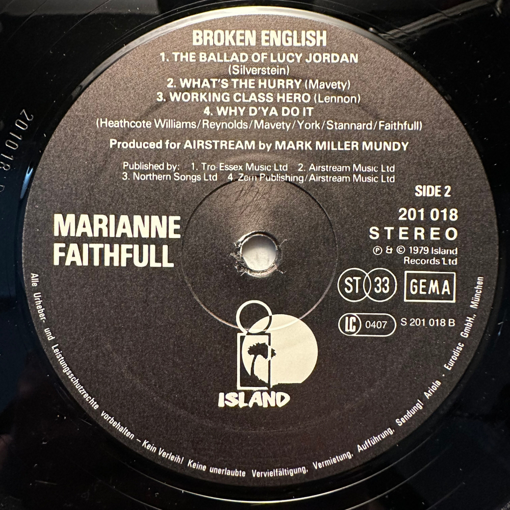 Marianne Faithfull - Broken English (Германия 1979г.)