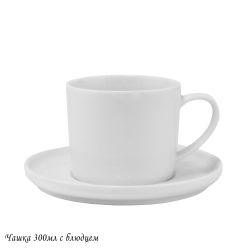 Lenardi 118-039 Чашка 300мл BIANCO с блюдцем в под.уп.(х16)Фарфор