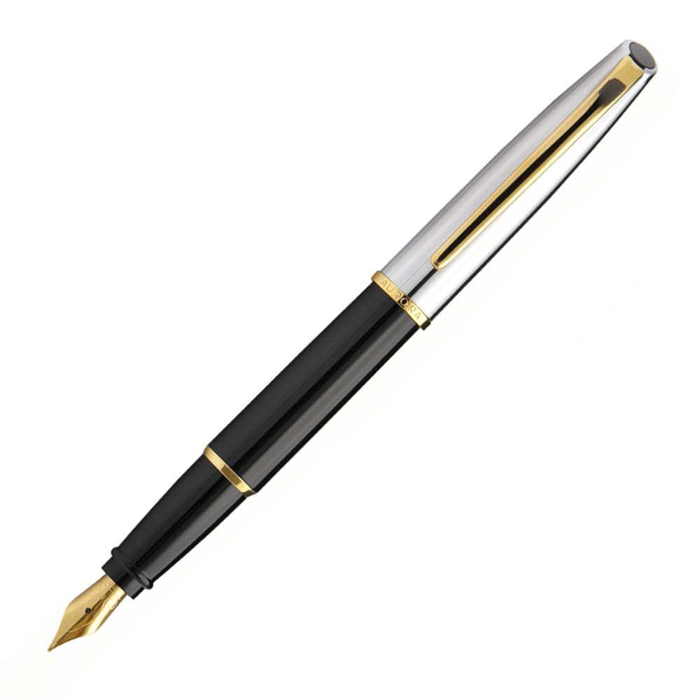 Перьевая ручка Aurora Style Metal black GT, перо - F, в подарочной коробке