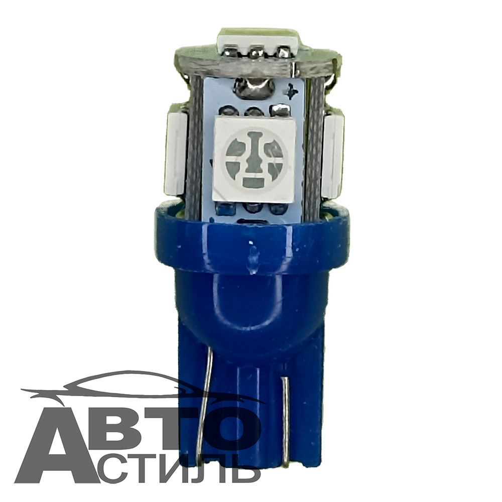 Светодиод 12V T10  5SMD 5050 BLUE W2,1x9,5D( без цок.) синий