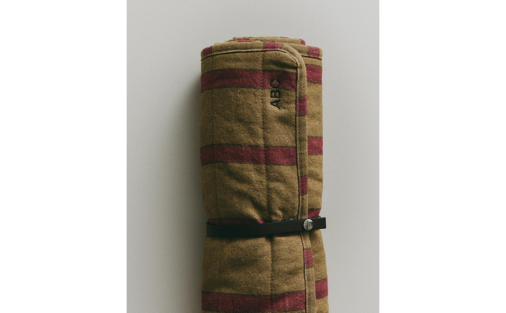 Zara Home плед из хлопка, горчичный, в полоску, 70x100 см