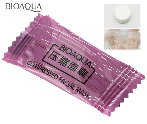 Прессованная ,сухая маска -салфетка для лица, Bioaqua Compressed Facial Mask, 1 шт.