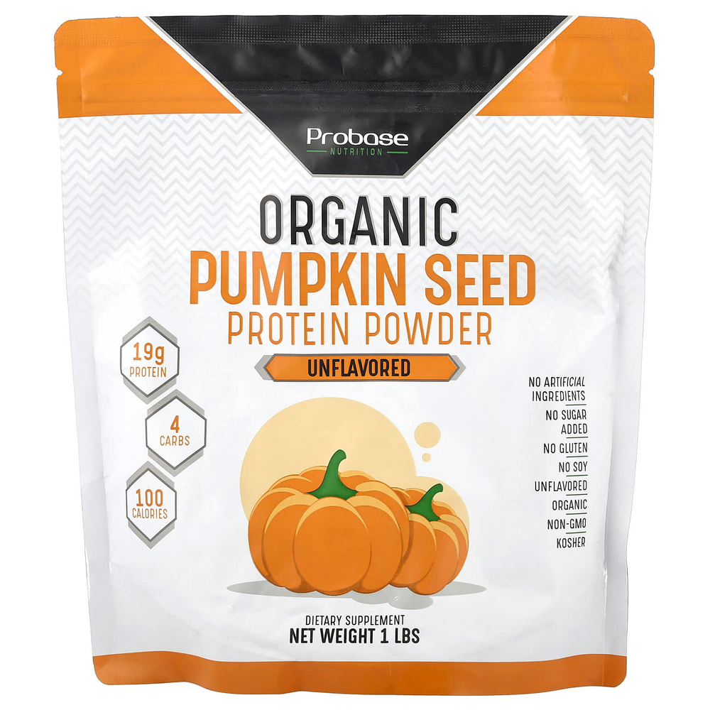 Probase Nutrition, Органический протеин из семян тыквы, без добавок, 1 фунт