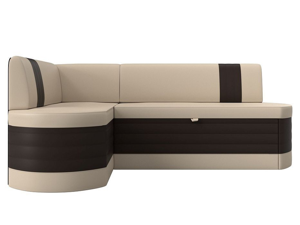 Диван кухонный угловой Токио левый угол, Бежевый\Коричневый, Экокожа, 28649L