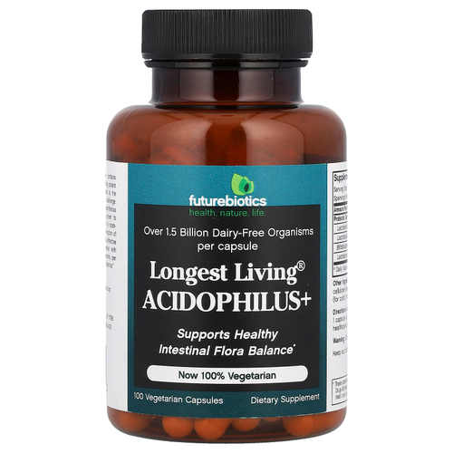 Futurebiotics, Longest Living Acidophilus +, 100 вегетарианских капсул