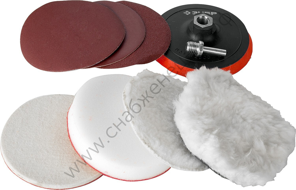 ЗУБР 125мм,7шт., Набор полировальных насадкок для дрели/УШМ (3591-125-H7)