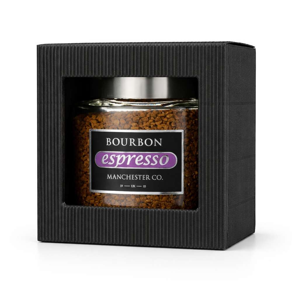 Кофе растворимый сублимированный с добавлением кофе жареного молотого BOURBON Еspresso, 100г