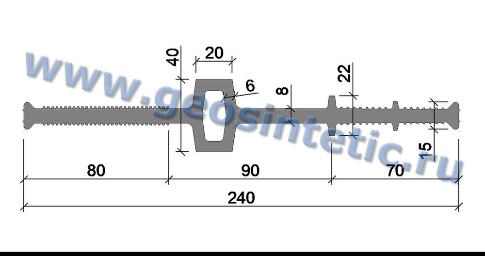 Гидрошпонка АКВАСТОП ДВС-240/20 (ПВХ-П) Гидроизоляционная шпонка деформационная внутренняя специальная (в комплекте КРЕПЕЖ 6шт/м)ТУ 5772-001-58093526-11, м.п.