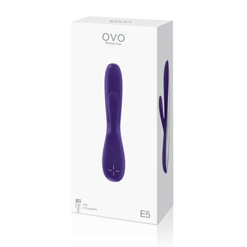 Женский вибратор со стимулятором OVO E5 Rechargeable Vibrator Violet (7 режимов) (Цвет: фиолетовый с белым)