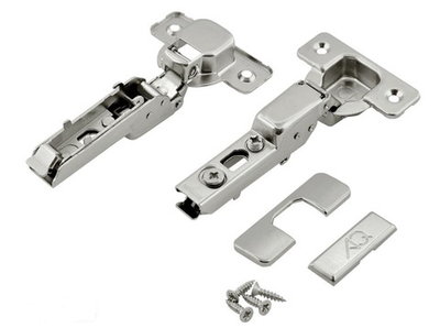 Петля полунакладная Clip V.2 с эксцентриком без пружины (с заглушками и саморезами) AQ