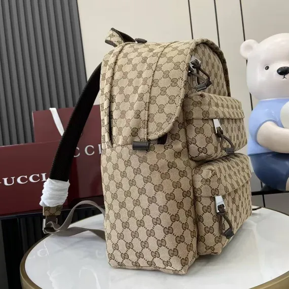 Рюкзак Gucci с логотипом бренда, коричнево-бежевый