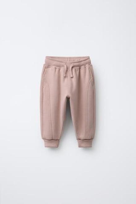 ZARA БРЮКИ-ДЖОГГЕРЫ С ЛОГОТИПОМ, БЛЕДНО-РОЗОВЫЙ