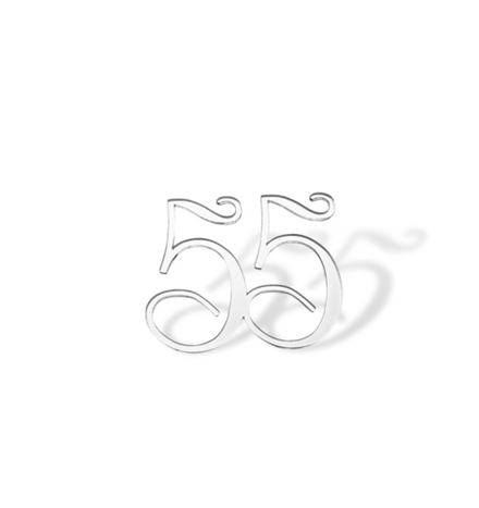 Топпер на торец "55" 5,5 см, каллигр. акрил серебро