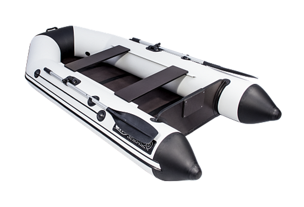 Лодка ПВХ АКВА 2800 Слань-книжка киль Светло-серый/черный