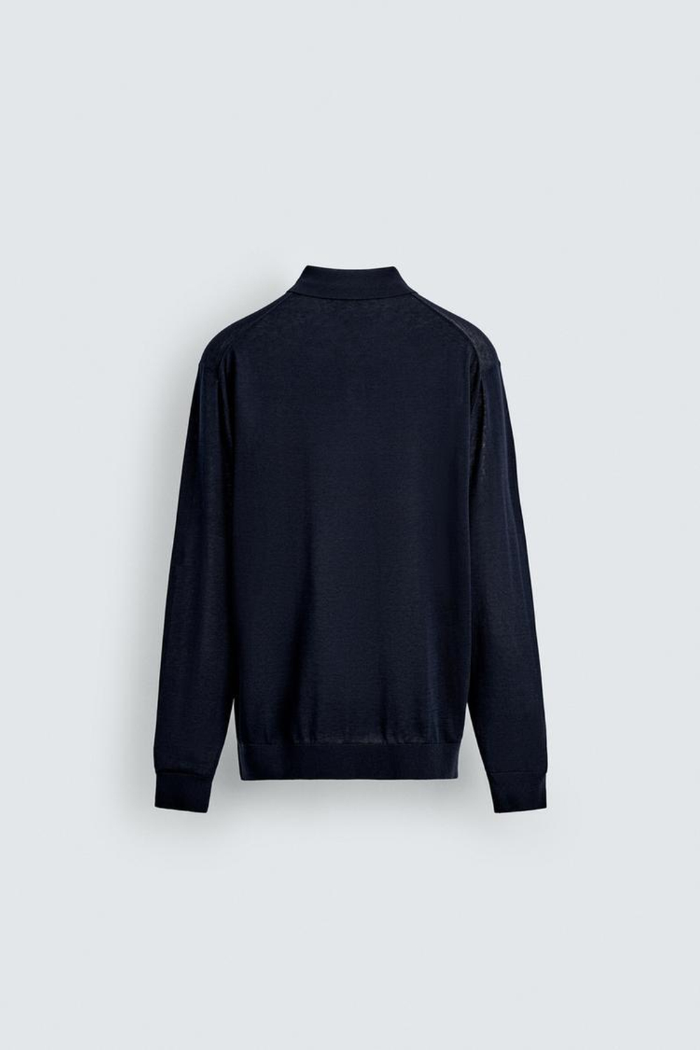 ZARA ПОЛО ИЗ ХЛОПКА И ШЕЛКА, МОРСКОЙ СИНИЙ