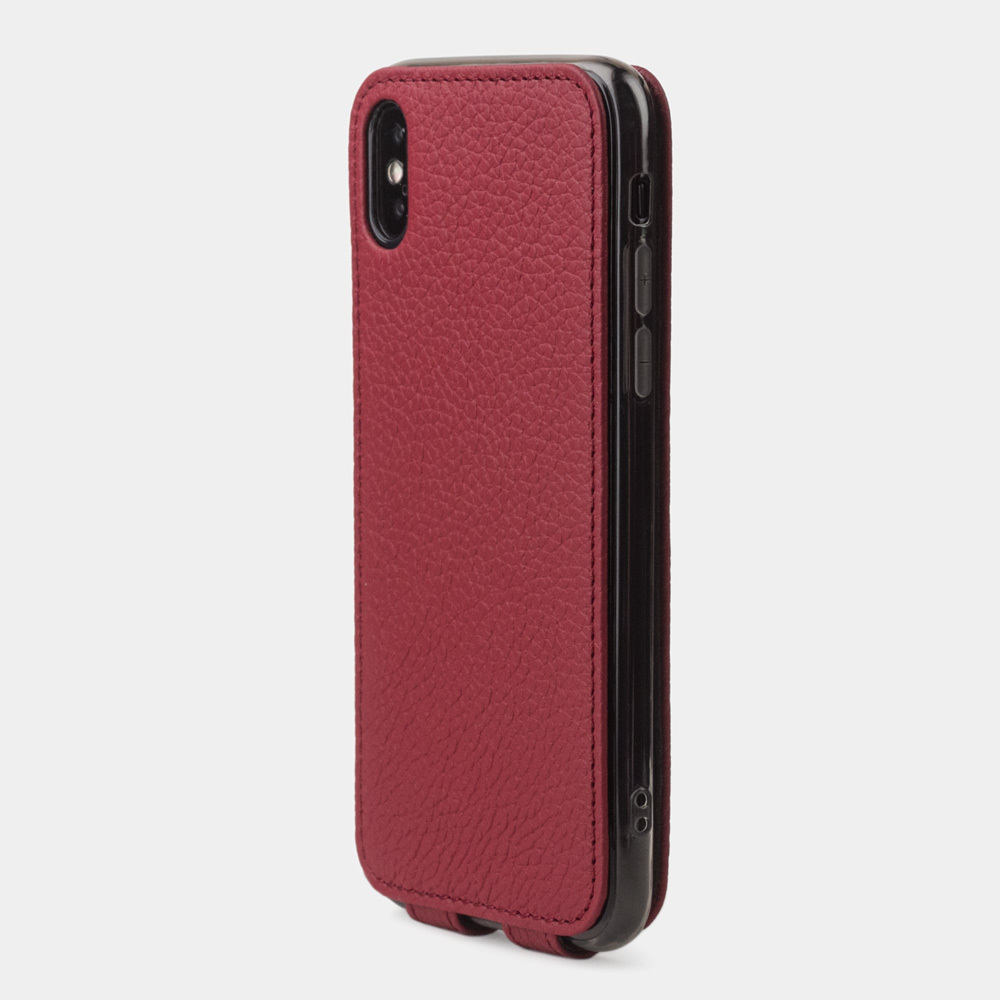 Чехол кожаный для iPhone X/XS вишневого цвета