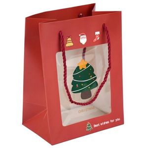 Пакет бумажный Казахстан 20*15*10 см картон.Красный с окном 1 шт 12 шт /упак