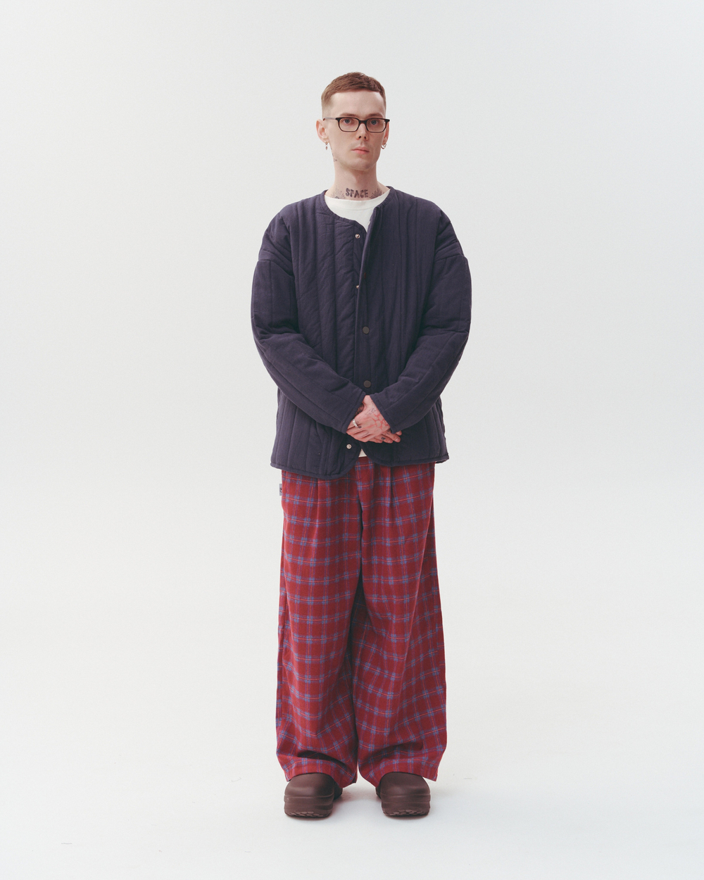 Plaid Baggy Pants Wine