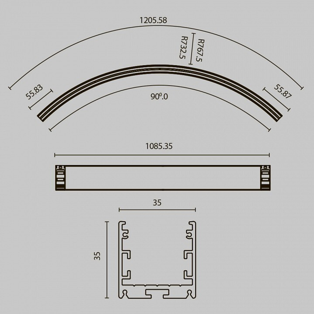 Профиль накладной Maytoni Led strip ALM-3535R-B-D-90°-1.5M