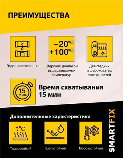 Клей универсальный холодная сварка, 55 гр, SmartFix BLITZ