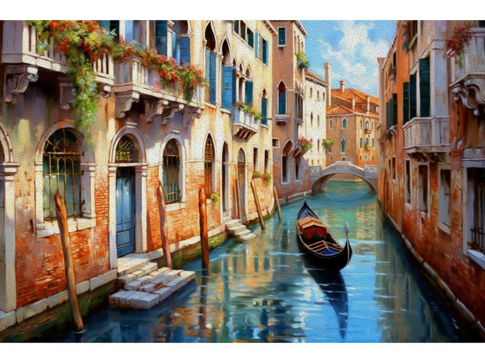 Алмазная мозаика 30х40см. "Тихое утро Венеции" блест. с полн.заполнен.на подрам. (Арт. НД-0509)