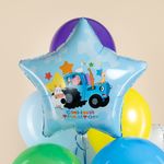 Шар (19''/48 см) Звезда, Синий трактор, С Днем Рождения!, 1 шт. в уп.