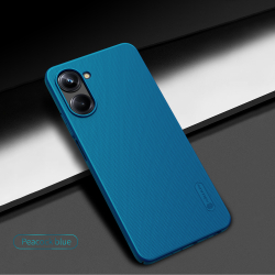 Тонкий жесткий чехол синего цвета от Nillkin для Realme 10 Pro 5G, серия Super Frosted Shield