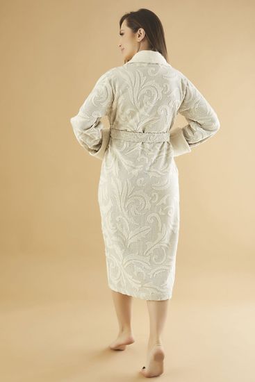 4240 Халат женский велюровый Nusa JAKARLI ORGANIK S кремовый