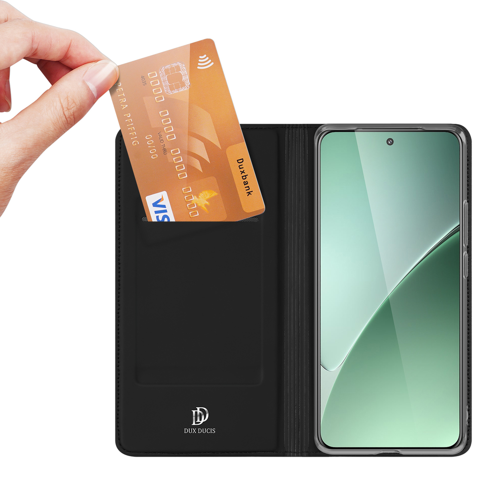 Чехол книжка из PU кожи черного цвета от Dux Ducis для смартфона Xiaomi 15 Pro, серия Skin Pro Series Case