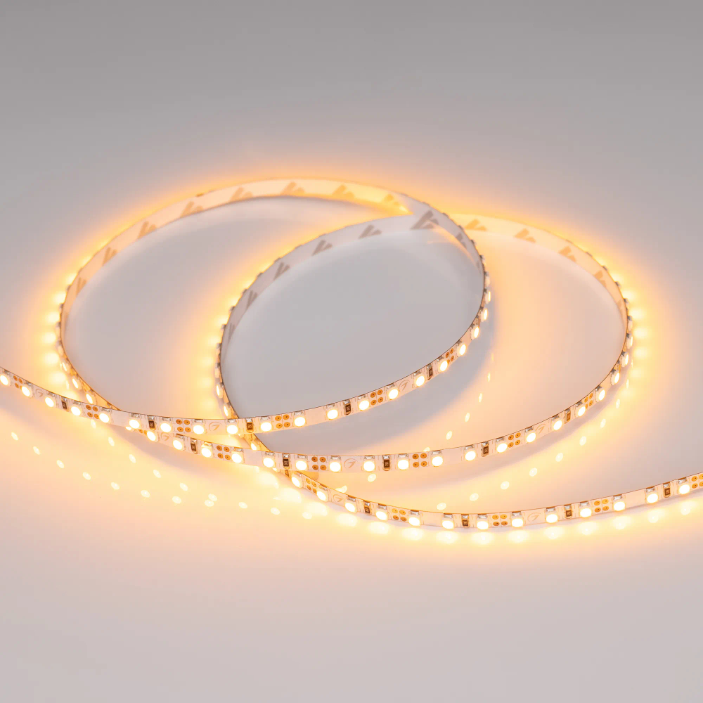 Светодиодная лента RT-A120-5mm 12V Yellow (9.6 W/m, IP20, 5m) (Arlight, 9.6 Вт/м, IP20) 015006(1)