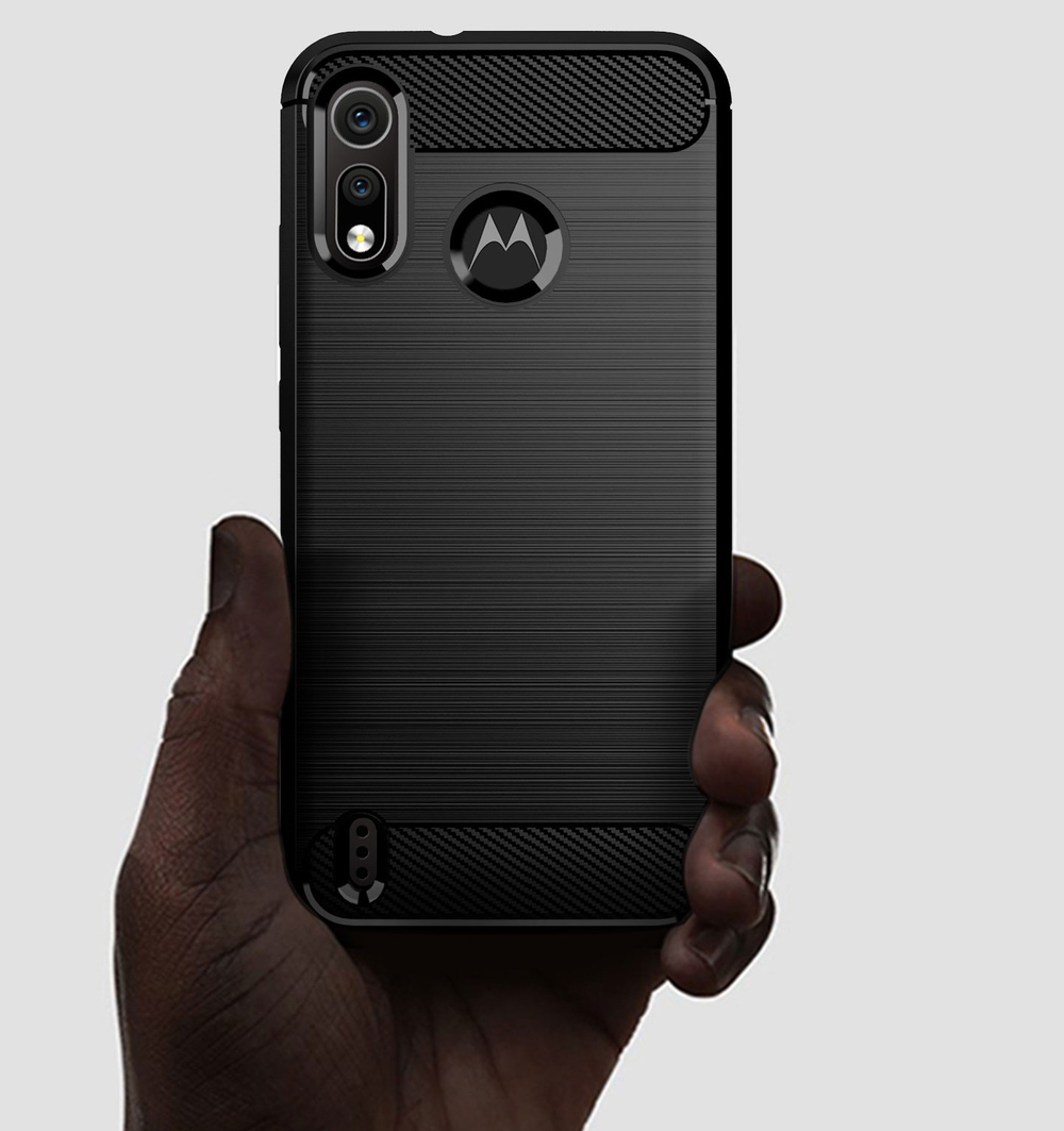 Чехол для Motorola Moto One Power 2 (P40 Play) цвет Black (черный), серия Carbon от Caseport