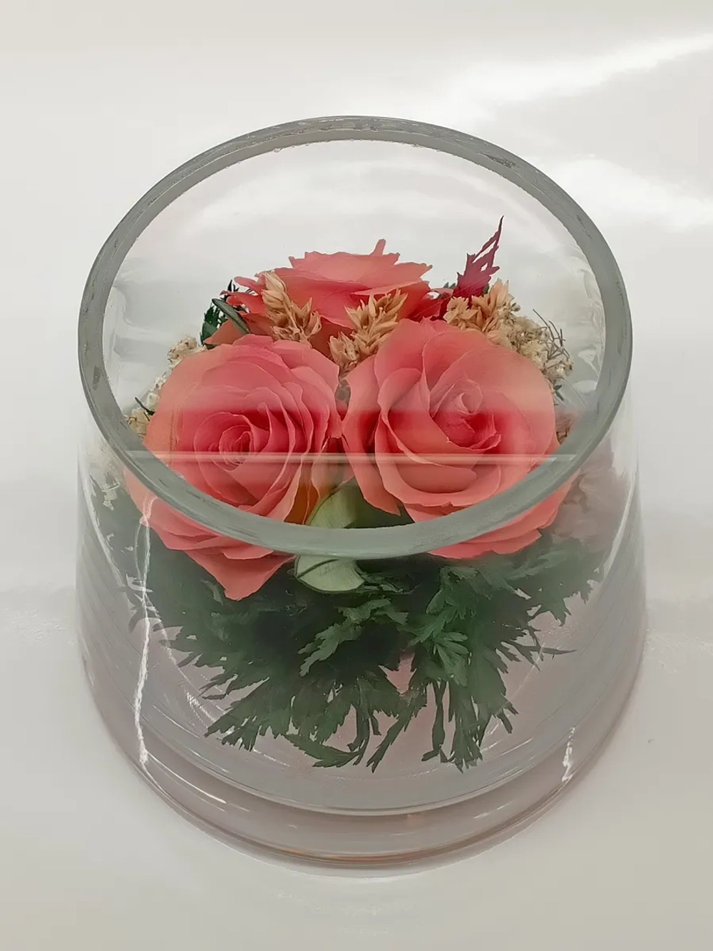 натуральные розы в стекле, вакуум