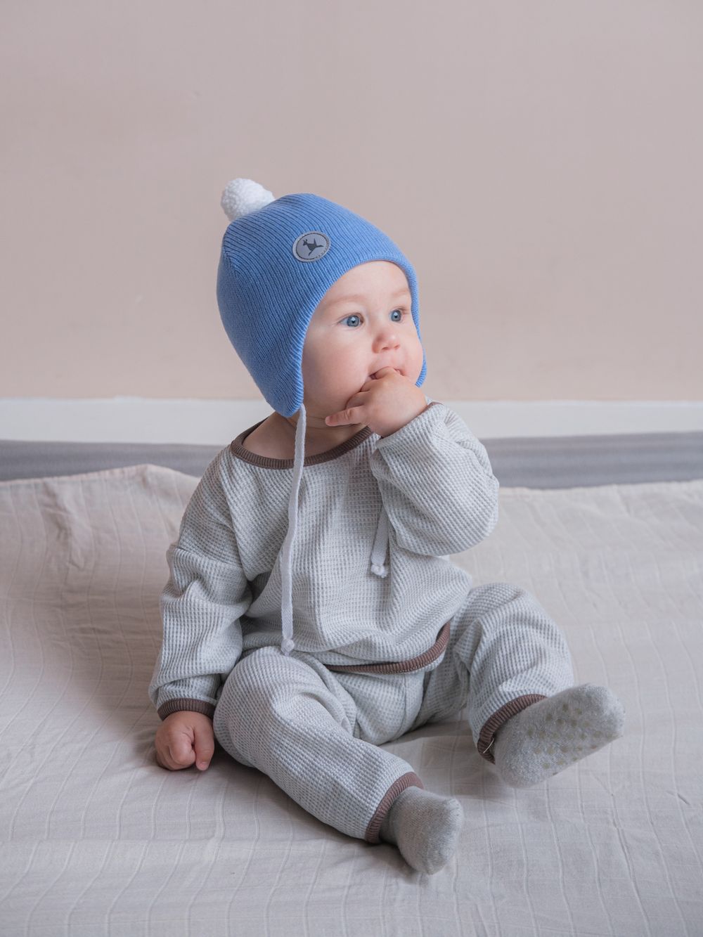 Шапка зимняя вязаная (Голубой) БОН-БОН