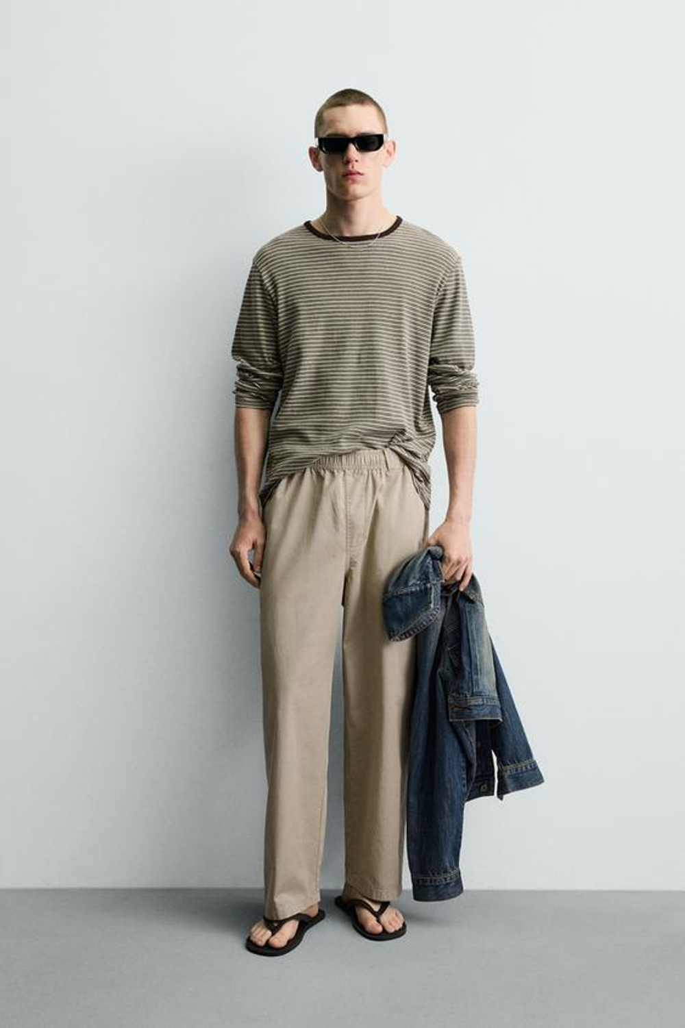 ZARA ХЛОПКОВЫЕ БРЮКИ RELAXED FIT, РЫЖЕВАТО-КОРИЧНЕВЫЙ