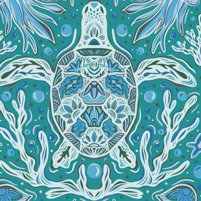 Морская черепаха и медузы, подводная жизнь
