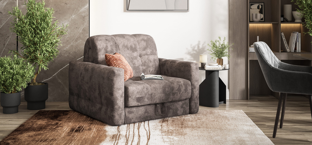 Босс Слип кресло-кровать Велюр Алькантара серый