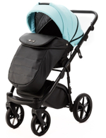 Детская коляска Adamex Nola Deluxe 2 в 1 N-SD111 (СВ.БИРЮЗОВАЯ.КОЖА + ЧЕРН.КОЖА)