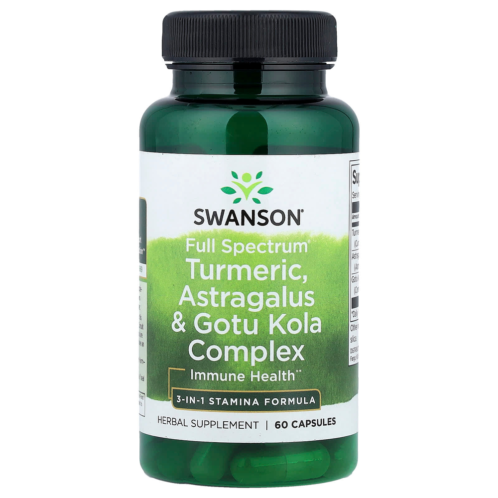 Swanson, Full Spectrum, комплекс с куркумой, астрагалом и готу колой, 60 капсул
