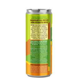 Имбирный эль ФИТНЕС Лайм+Женьшень+Мака 59NORTH, 330 мл, банка и состав