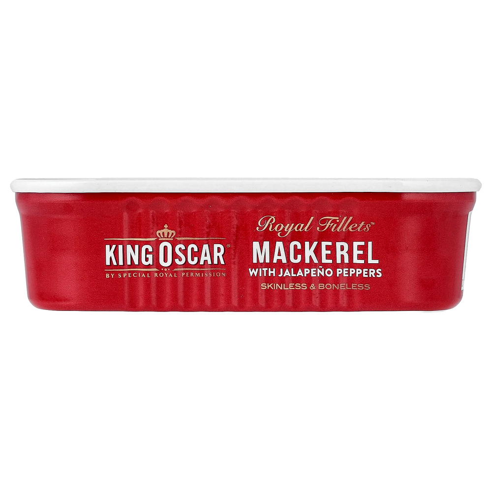 King Oscar, Royal Fillets™, макрель с перцем халапеньо, 115 г (4,05 унции)