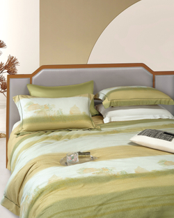 КПБ евро "Тепло природы", цв. зелёный (хлопок) под:200х230см, пр:245х250, нав:48х74см (2шт)