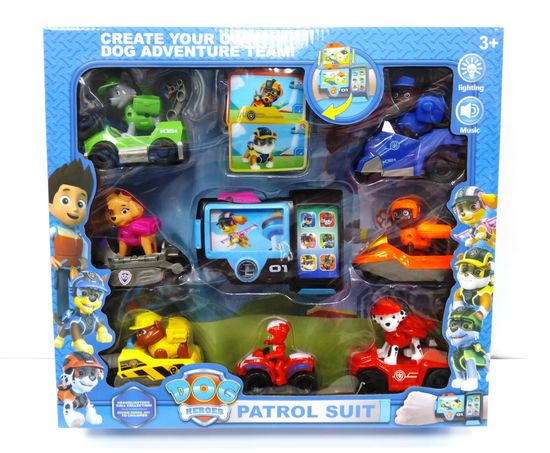 Щ/п набор фигурок на машинках 6в1 + райдер + Браслет свет/звук