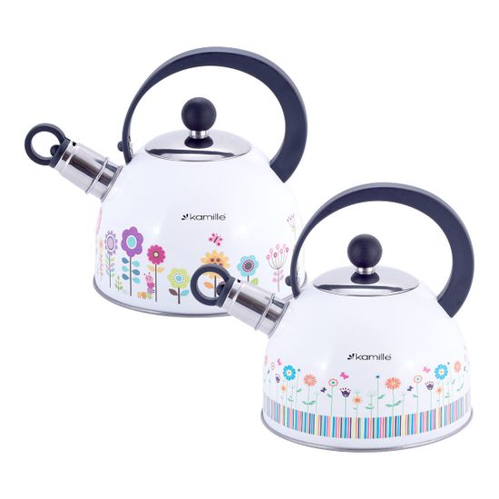 Чайник 1,8 л. из нержавеющей стали со свистком Kamille KM-1079 и нейлоновой ручкой