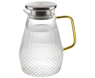 Кувшин AROMA 1,6 л из боросиликатного рельефного стекла с крышкой-фильтром из нерж стали, цв ручка (106478)