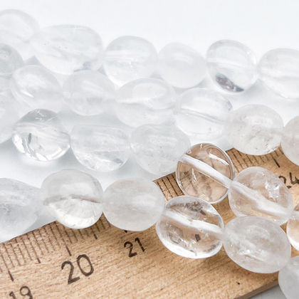 Горный хрусталь + кварц белый фриформ бусины, размер около 9-11 мм, цена за 9 шт (1/4 нити)