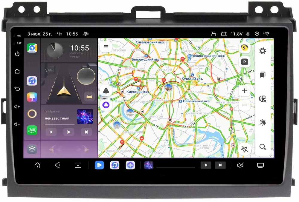 Магнитола для Toyota Land Cruiser Prado 120, Lexus GX470 (экран климата внизу) - Kuberg QLed, Android 13, TS20, CarPlay, SIM-слот