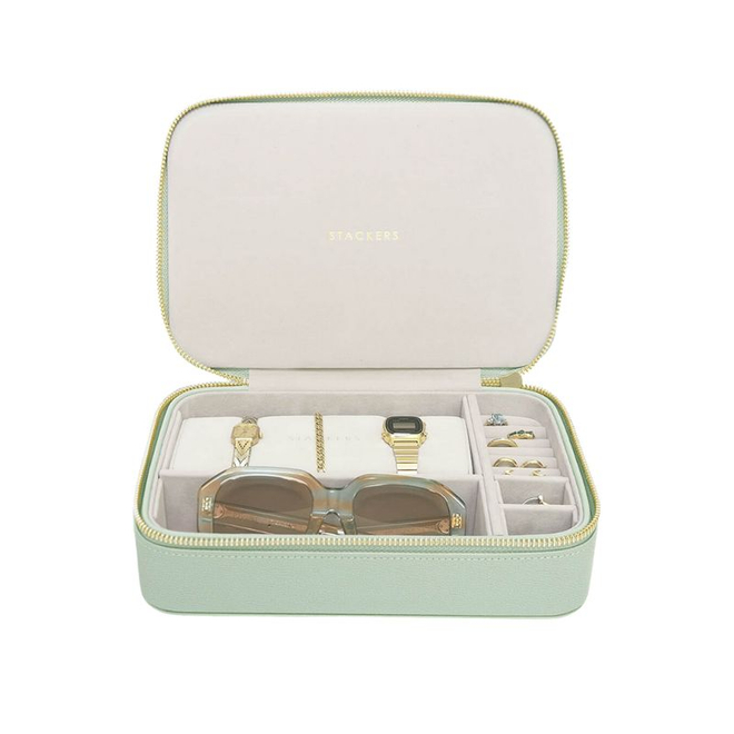 Органайзер для украшений дорожный Stackers Travel Case (Pebble Grey) (светло-зеленый / Sage Green)