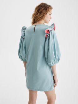 Платье с воланами цвета полыни