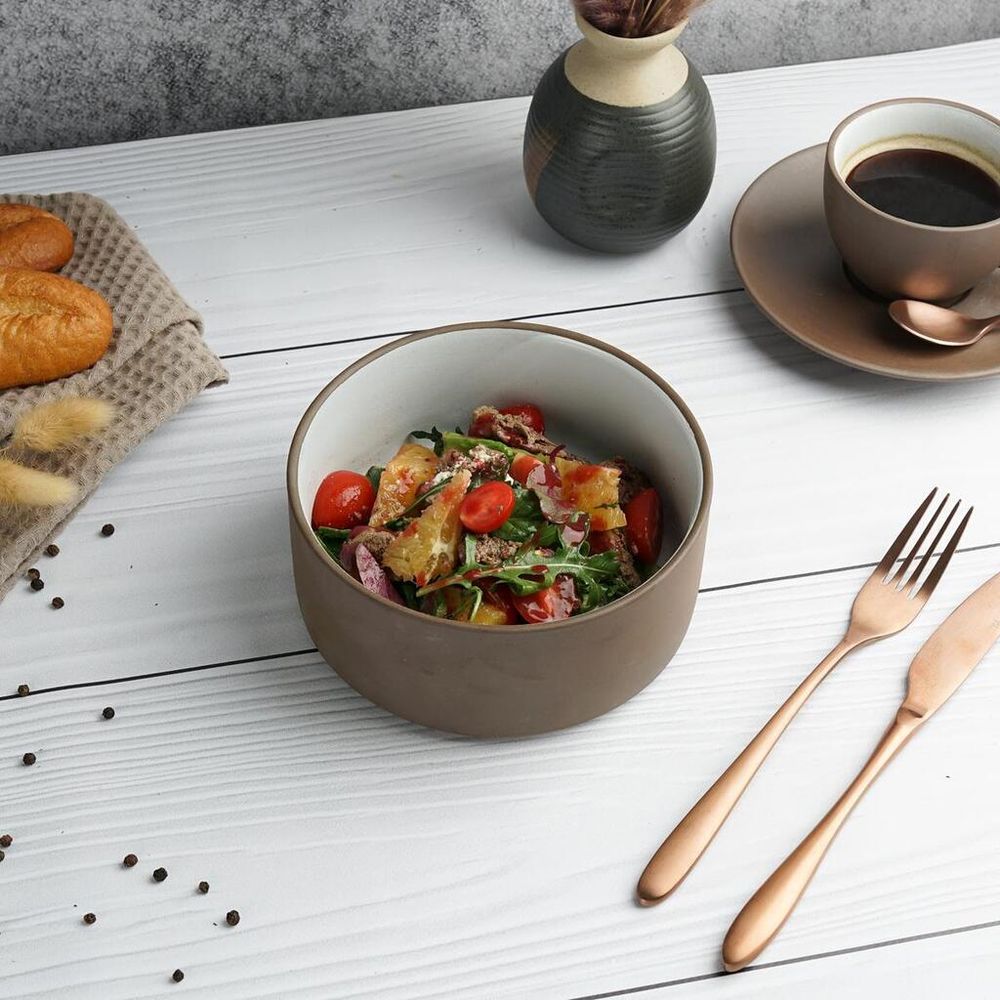 Салатник 800 мл d 15,5 cм h7 cм White Matt New Brown Taiga P.L. [4]